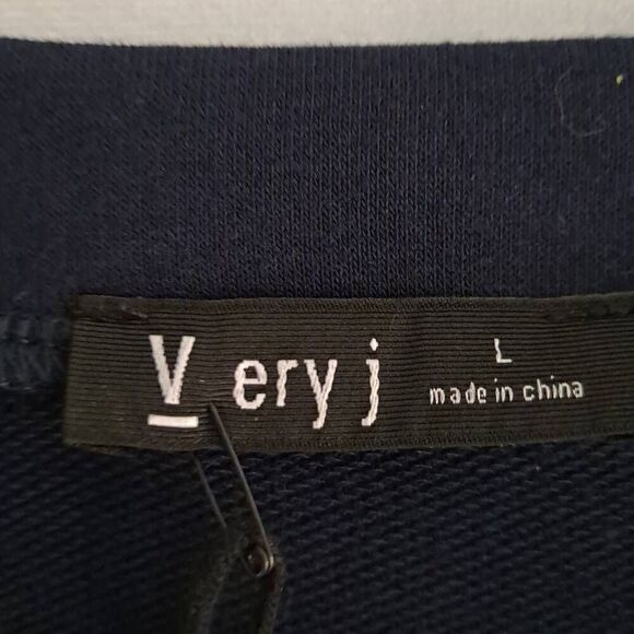 Very J Two Tone Long Sleeve Blouse Navy Ivory Medium - Picture 5 of 9